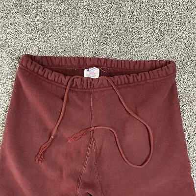 VTG Champion Reverse Weave Sweatpants Red Maroon Burgundy USA Made Adult L 90s • $29.99