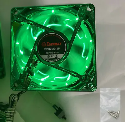 NEW Enermax 80mm X 25mm Green 3pin LED Smart Case Cooling Fan + Thermal Control • $12.99