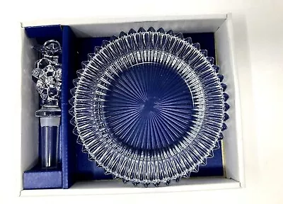 Crystal Coaster +Stopper Mikasa Diamond Fire Wine Set New In Box • $36.34