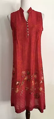 Vintage BIBA Cotton Pintuck Dress Sleeveless Ethnic Indian Boho Indian Tunic S • $35