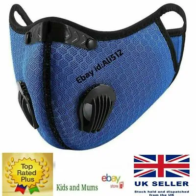 Reusable Washable Anti Pollution Face Mask PM2.5 One/Two Air Vent With Filter UK • £4.96