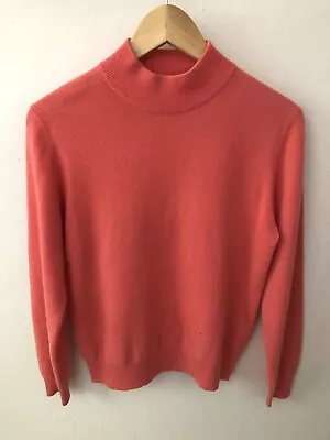 EUC Vintage CHARTER CLUB 100% Cashmere Mock Turtleneck Salmon Pink Sweater Sz S • $28.50