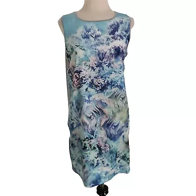 ECHO For ATLANTIS Paradise Island Watercolor Blue Tunic Dress / Swim Cover Up M • $15