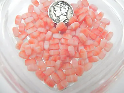 Frosted Rosy Cream Swirl (6x4mm) Vintage Czech Glass Beads • $3.50
