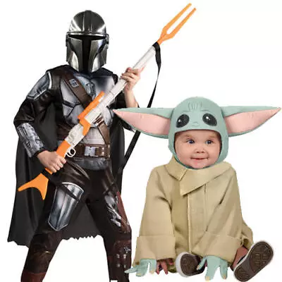 The Mandalorian Kids Costumes Baby Yoda Kids Boys Girls Star Wars Fancy Dress  • £14.99