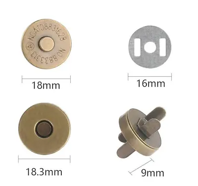 Magnetic Clasps Swivel Snap Buttons Fastenings For Bags Handbags (18mm) • £3.09