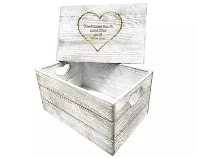 Personalised Keepsake Box Antique Finish | Wedding Memory Box | Engraved Wood  • £22.45