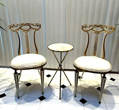 Vintage Neoclassical Italian Gilt Metal Chairs By Palladio • $1700