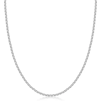 Real 10K White Gold 2MM Round Rolo Link Chain Necklace -Unisex  ALL Sizes • $84.99
