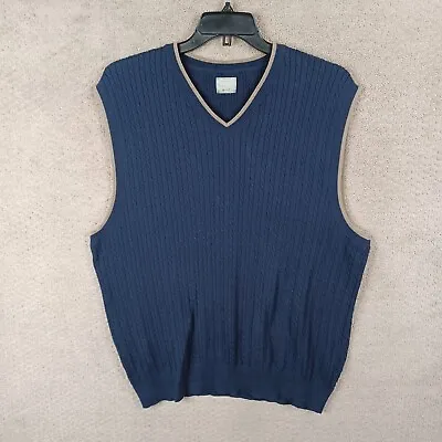 Haggar Golf Sweater Vest Mens XXL 2XL Blue V Neck Pullover Sleeveless Cotton • $9.89