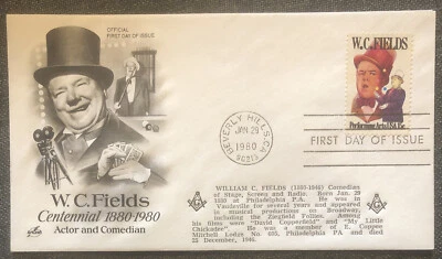 £4.99 • Buy FDC Special Stamp Cover Masons Masonic USA 1980 W C Fields
