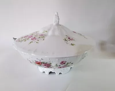 Covered Vegetable Serving Bowl Made In Austria Habsburg Fine China  Pink Flowers • $19.99