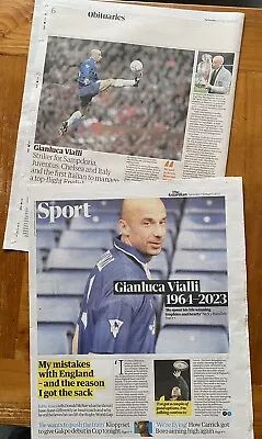 Gianluca Vialli RIP Obituary Chelsea FC The Guardian UK Articles Clippings 2023 • £9.95