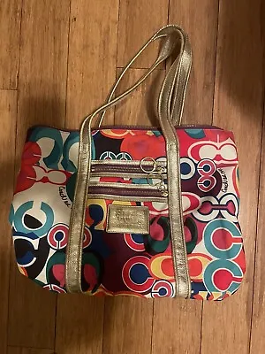 Coach Poppy Pop Signature C  Graffiti Handbag 13839 • $45