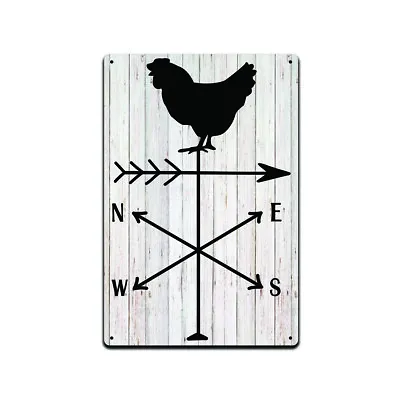 Chicken Weathervane Tin Sign Funny Bathroom Home Décor Sign Office Sign TS550 • $8.99
