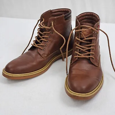 Levi's Comfort Red Tab Brown Faux Leather Men's Lace Up Dress Boots Sz 8  EUC • $27.99