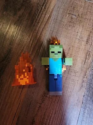 Minecraft Zombie In Flame Fire Survival Mode Figure 5.5  With Flames • $11.99