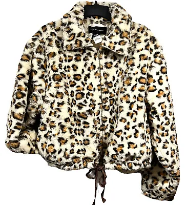 Victoria's Secret Know One Cares Faux Fur Cropped Jacket Large Animal Print Nwt • $29.21