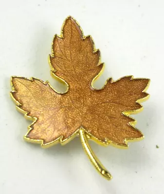 Vintage Maple Leaf Brooch Pin Gold Tone Brown Enamel Plant • $9.97