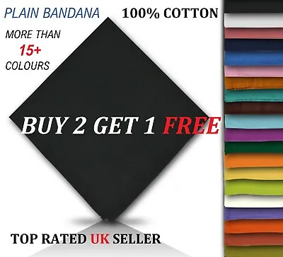 Bandana BANDANNA PLAIN Paisley Headwear/scarf Neck Wrist Wrap Head Tie Face Wrap • £2.80