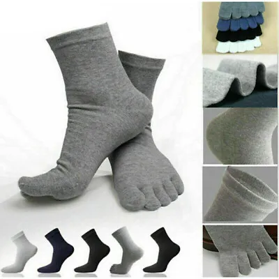 5 Pairs Five Toe Socks Absorbent Stockings Men's Cotton Blend Soft Five Fingers • £6.69