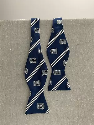 Rare Brooks Brothers Navy Stripe With Logo Design Self Tie Bow Tie Silk NEW • $24.99