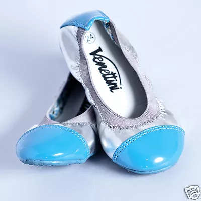 Venettini Little Kid's Ashley Gray Neon Blue Size 7 (Euro 24)  Flat Shoe • $29.99
