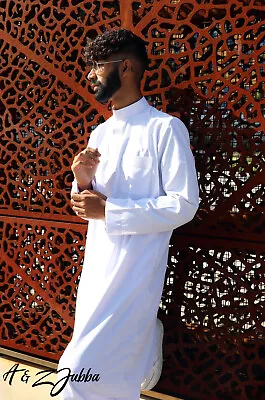 Mens Boys Thobe Jubba Madrassa Mosque Designer Collar Arab Hajj Umrah 4 COLOURS • £18.95