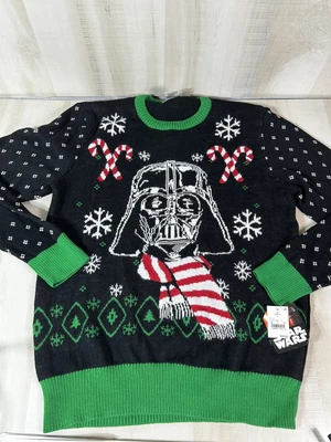 $24.99 • Buy Star Wars Christmas Ugly Sweater Adult Large Black Darth Vader Knit Long Sleeve