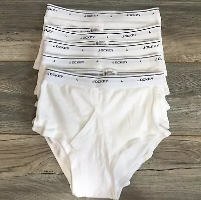 5 VINTAGE JOCKEY Classic BRIEFS White Underwear 100% Cotton Men Size 34 RN#61683 • $34.99