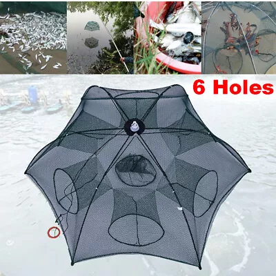 Foldable Fishing Bait Trap Crab Net Shrimp Cast Dip Cage Fish Minnow Crawdad • $8.99