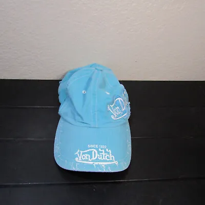 Vintage Von Dutch Hat Cap Mens Strap Back Blue Kustom Made Y2K ^ • $25.98