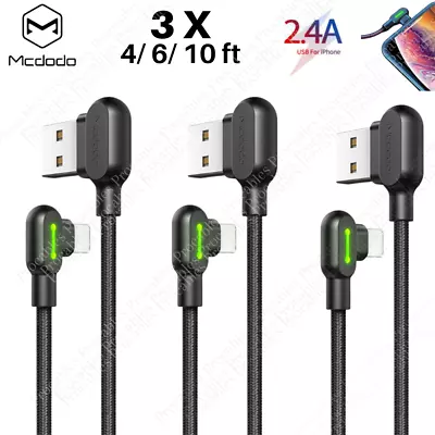 3X Mcdodo 90 Degree USB Cable LED Fast Charger For IPhone 14/13/12/8/6/X Charger • $15.77