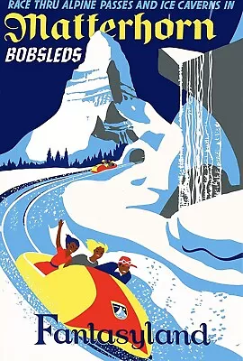 Disneyland Matterhorn Bobsleds Fantasyland Attraction Art Poster • $29.96