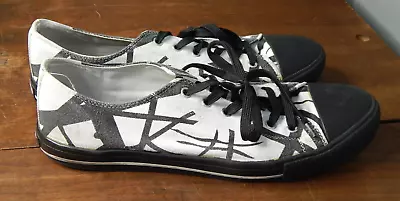 EDDIE VAN HALEN Low Top Canvas Shoes Sneakers 5150 White Black Men's Size 14 • $75