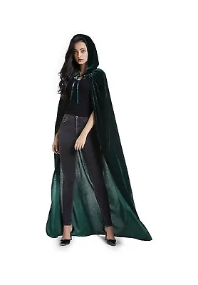 Adult Halloween Velvet Cape Hooded Robes Witch Cosplay Costume Large • $9.74