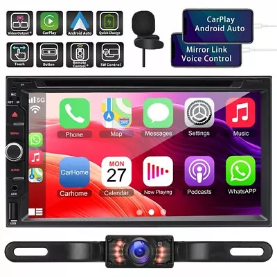 Backup Camera With Touch Bluetooth Radio Double Din 7  Car Stereo DVD Player CD • $113.68