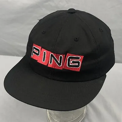 Vintage Ping YOUTH Adjustable Cap Hat Ping Man Black & Red • $17.99