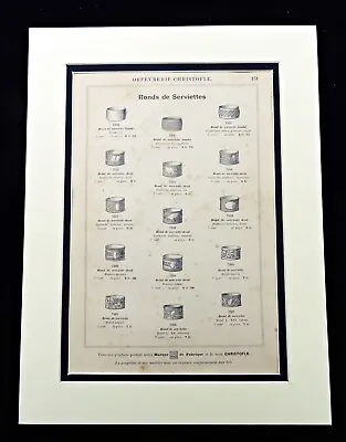 £46 • Buy Christofle Silver Napkin Rings Louis XIV Antique French Advertising Print 1898