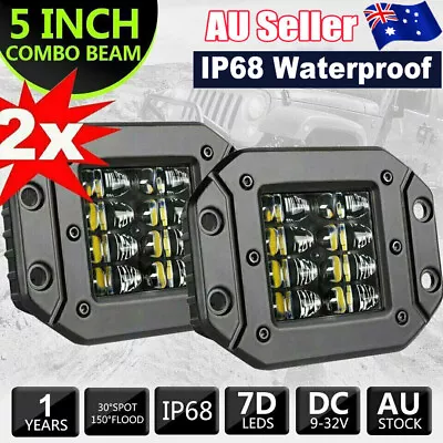 Pair 5  Inch LED Work Lights Bar Spot Beam Reverse Flush Mount 4WD Bulbs 12V 24V • $26.85