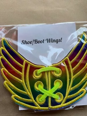 NEW 1 Pr SHOE BOOT Wings BIRD Wings RAINBOW Holographic   Adult Kids USA Made • $10
