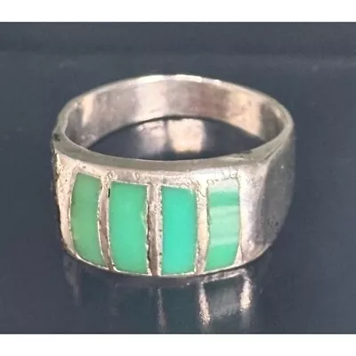 Men's 925 Sterling Silverturquoise Inlayed Band  Ring Size 11.5 Sky • $44