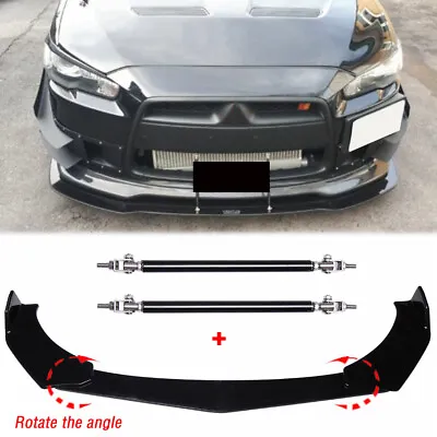 For Mitsubishi Lancer 2008-2017 Front Bumper Lip Splitter Spoiler + Strut Rods • $65.65