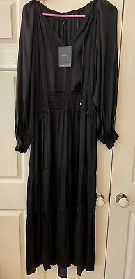 Basque Black Maxi Dress BNWT 14 Recycled Polyester Silky RRP $139 • $45