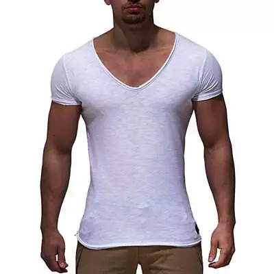 $17.99 • Buy New Arrival Deep V Neck Short Sleeve Men T Shirt Slim Fit T-shirt Men Thin Top