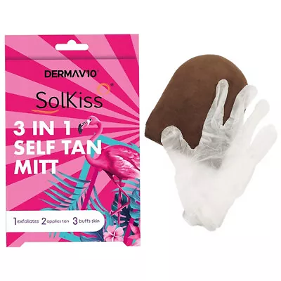 3 In 1 Self Tanning Applicator Mitt Fake Tan Glove Easy Streak Free Buff • £3.19
