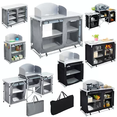 Aluminium Camping Table Kitchen Unit Folding Storage Outdoor Cook Station W/Bag • £59.99