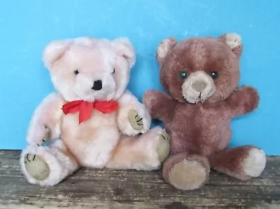 2 Old Plush Teddy Bears 7  White Brown Stuffed Animals For Large Bisque Dolls • $16