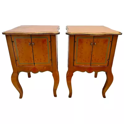 Drexel Heritage Italian Style Nightstands Bedside Cabinets Double Doors Venetian • $1046.50