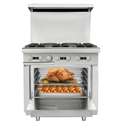 New 36  Gas Liquid Commercial Restaurant Kitchen 6 Burner Range W/Standard Oven • $1899.99